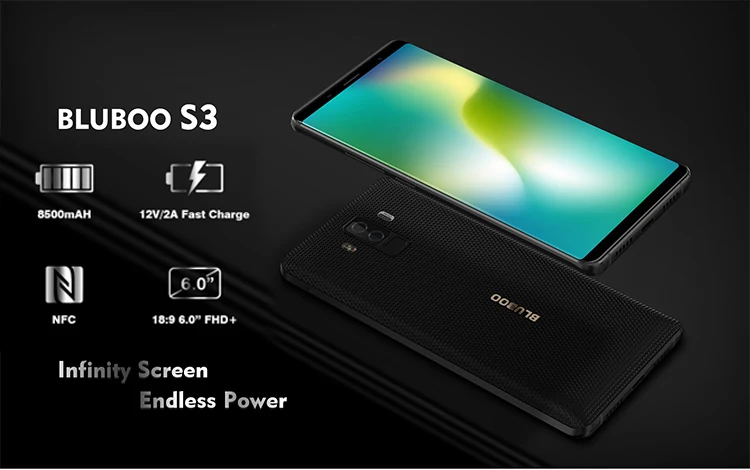 BLUBOO S3 4GB RAM 64GB ROM MTK6750T 1.5GHz Octa Core 6.0 Inch Incell Corning Gorilla Glass Sharp FHD+ Screen Dual Camera Android 7.0 4G LTE Smartphone