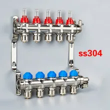4-8 способов DN25 бытовой лучистый напольный нагревательный коллектор бамбукового типа водяной коллектор из нержавеющей стали