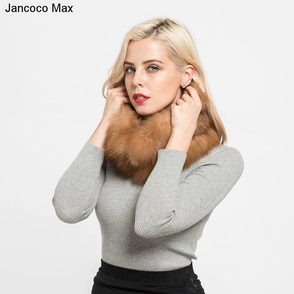 Jancoco Max, новинка, настоящий Лисий мех, шарфы, зимние, толстые, теплые, высокое качество, шаль, натуральный мех, глушитель, S7120