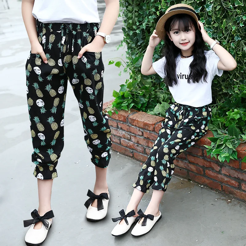 

2018 Summer New Bohemian Beach Pants Baby Girls Fashion Leisure Pants Pants Mosquito Harem Nine Cotton Pants