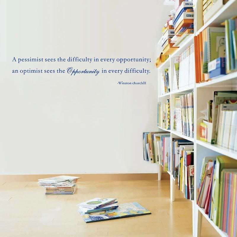 Un Optimiste Y Voit L Occasion Winston Churchill Celebre Disant Vinyle Mur Inspirant Citation Autocollants Q0093 Aliexpress