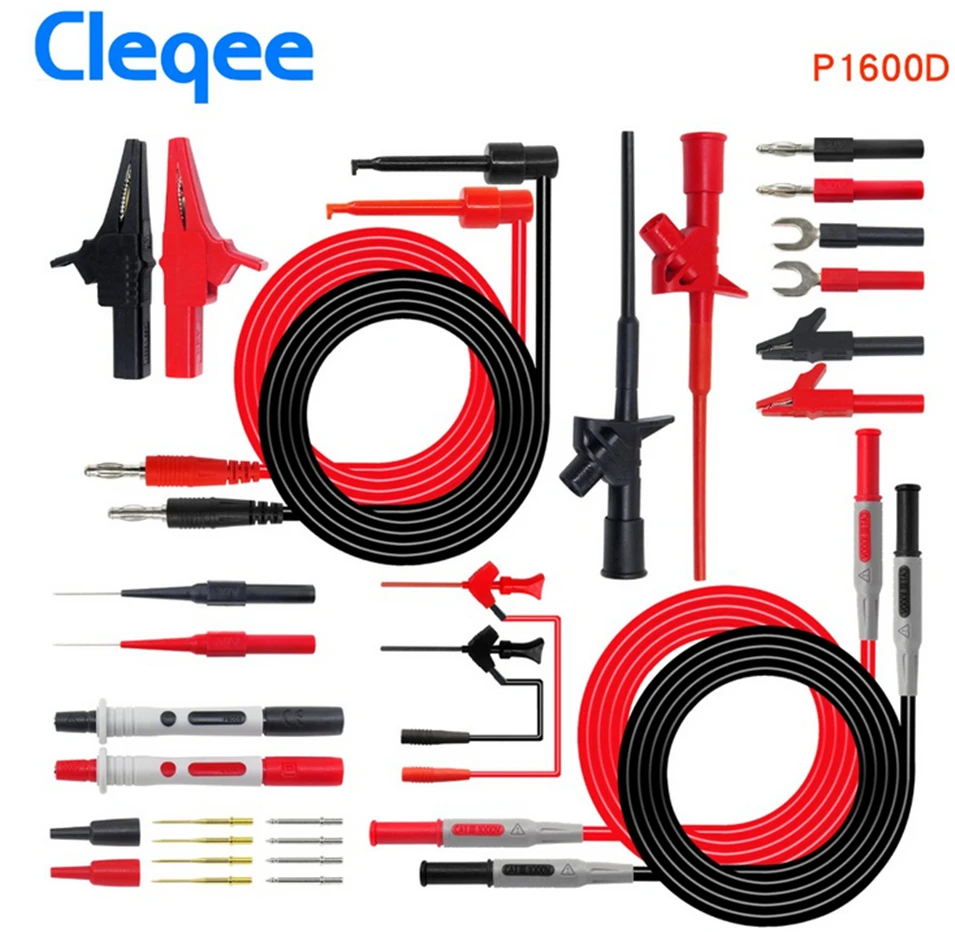 Cleqee P1600C/D/E/F 18 в 1 сменный мультиметр-зонд, набор тестовых проводов, автомобильный зонд, набор IC тестовых крючков Fluke BNC-Тестовый Кабель