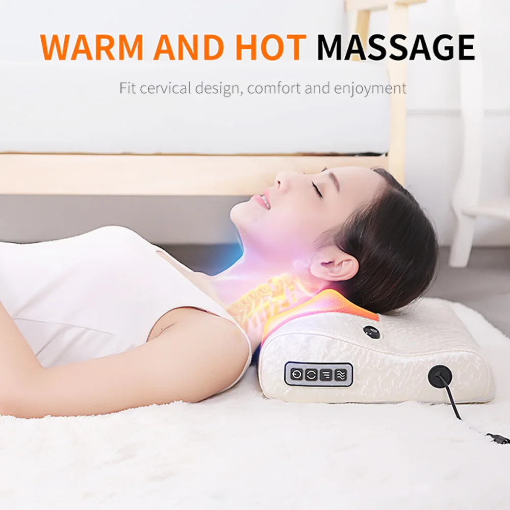 Electric neck back massager rolling vibration kneading pillow Relax