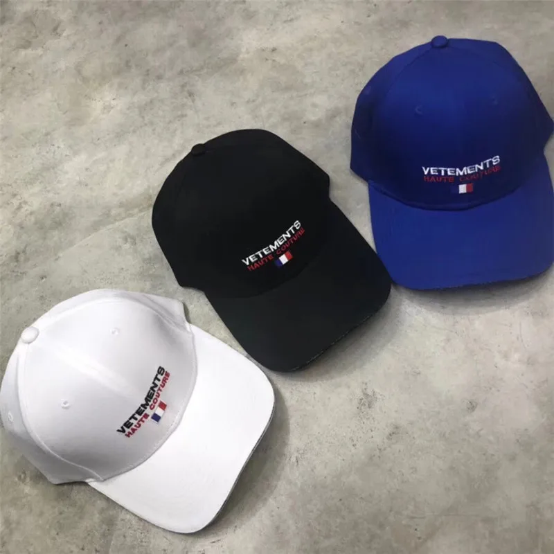 

Vetements Women Men 1:1 High Quality Blue White Black Embroidery France Flag Fashion Casual Vetements Cap