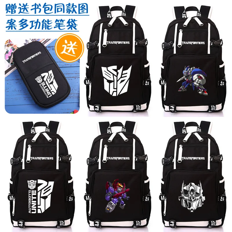 

HOT SALE Autobots backpack Maximals Decepticons Megatron student bookbag large Travel bag color printing laptop USB schoolbag
