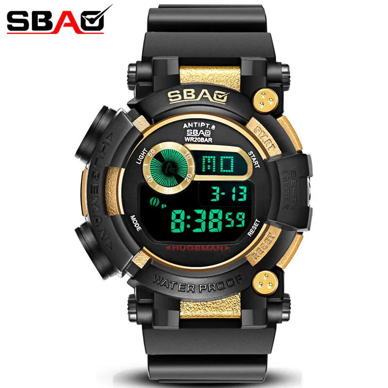 

2018 SBAO Top Brand LED Display Men Sport Watch Male Digital Wristwatch Multi-Function Military watches Boy Electronic Watches