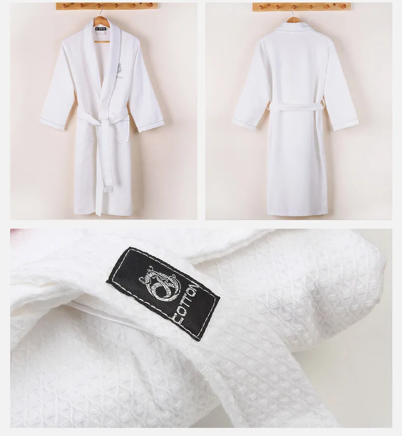 Вафельный Халат для мужчин женщин хлопок Терри XL Ночная рубашка Дамы пижамы длинные мягкие домашний отель сезон: весна-лето