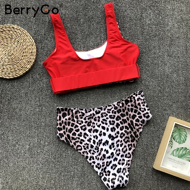 BerryGo сексуальный леопардовый принт женский купальник пуш ап из двух частей