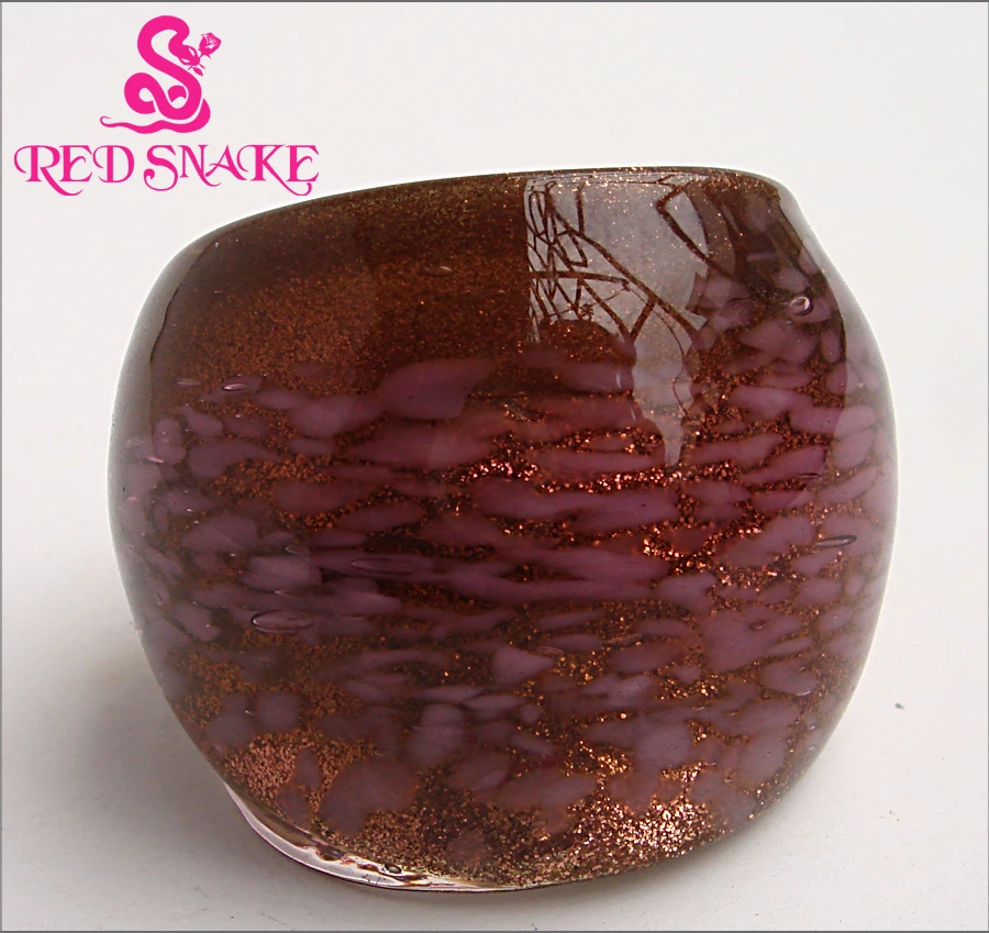 Красная змея Мода кольцо ручной работы коричневый с точками кольца из муранского стекла