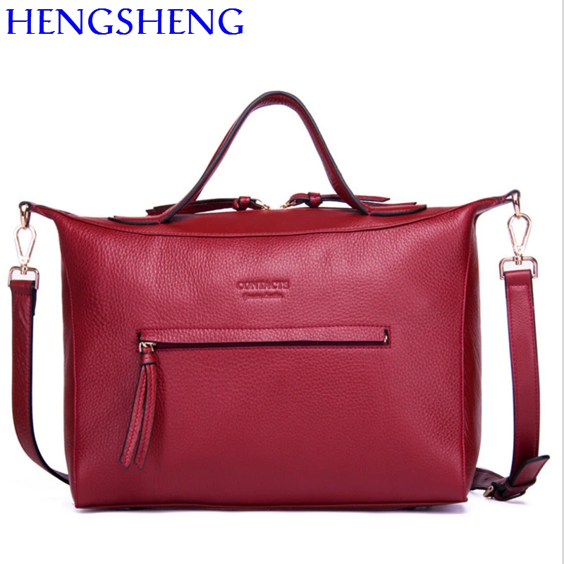 

Hengsheng quality genuine leather women handbag with cow leather female shoulder bag women messenger bag fashion red women bags