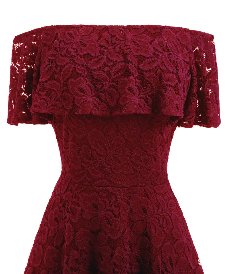 FREE SHIPPING Off Shoulder Lace Dress Slash Neck Maroon JKP13409 ...