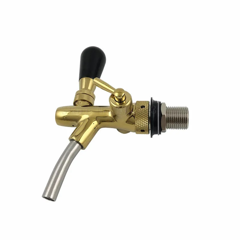Draft Beer tap faucet, Adjustable Faucet with golden plating,- Keg Tap Spout Homebrew Beer + 2pcs Beer Tap Cap (9)
