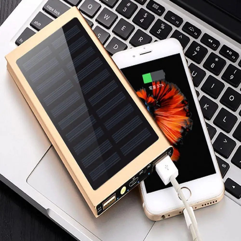 

Solar 30000mah Power Bank External Battery 2 USB LED Powerbank Portable Mobile phone Solar Charger for Xiaomi mi iphone XS 8plus