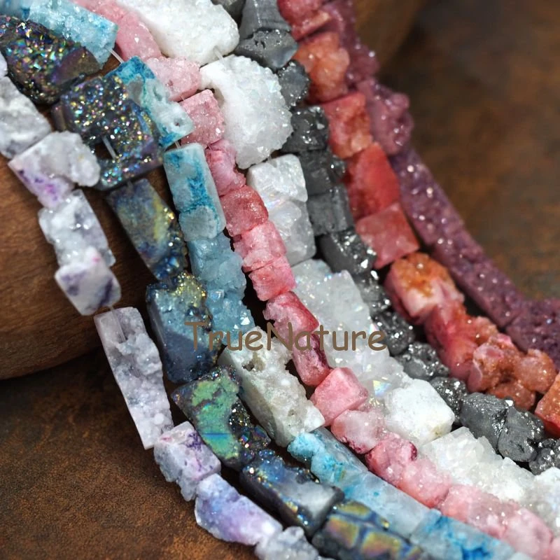 84.20 Cts. Natural Titanium Crystal Quartz Gems Pendants Beads Multicolor 40x7x5-45x7x5 mm Lot of 6 pcs