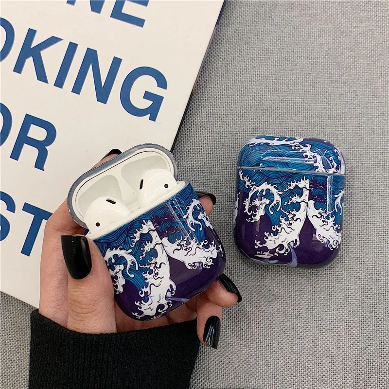 

Sea wave Marble hard case for Apple Airpods case protective cover Bluetooth Wireless Earphone Case Charging Box case bags