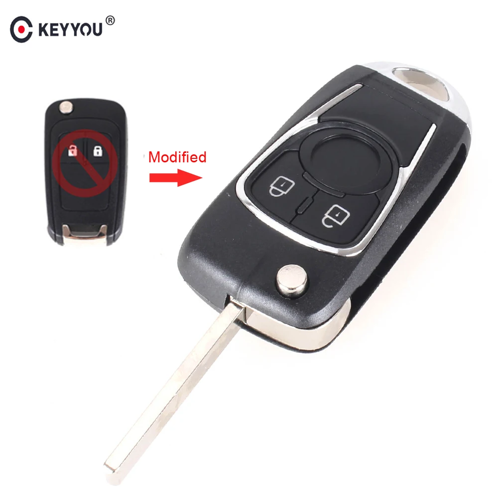 

KEYYOU 2 Button Modified Flip Folding Remote Key Shell For Chevrolet Cruze Buick Opel Insignia Astra Zafira HU100 Blade Key Case