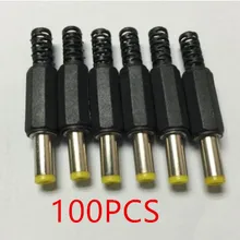 100 шт. 5,5 мм x 2,5 мм DC Мощность Вилки мужчине Barrel Разъемы черный