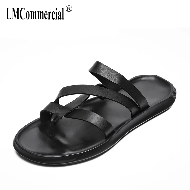 

Men's Genuine Leather shoes summer casual sandals Sneakers Men Slippers Flip Flopsbeach outdoor all-match cowhide Leisure male