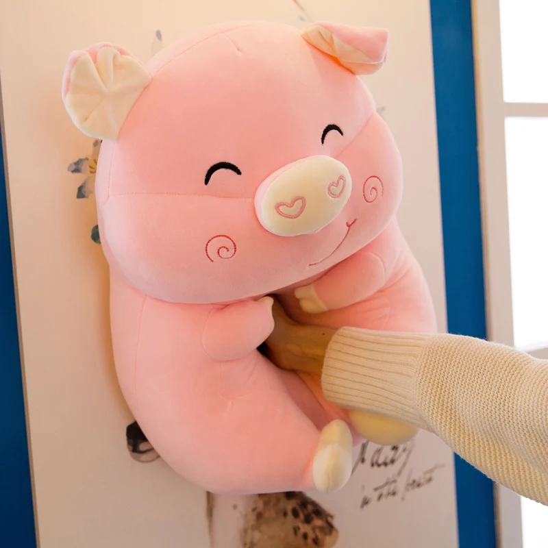 

Candice guo! super cute plush toy cartoon animal pig happy fat piggy soft stuffed doll cushion girl birthday Christmas gift 1pc