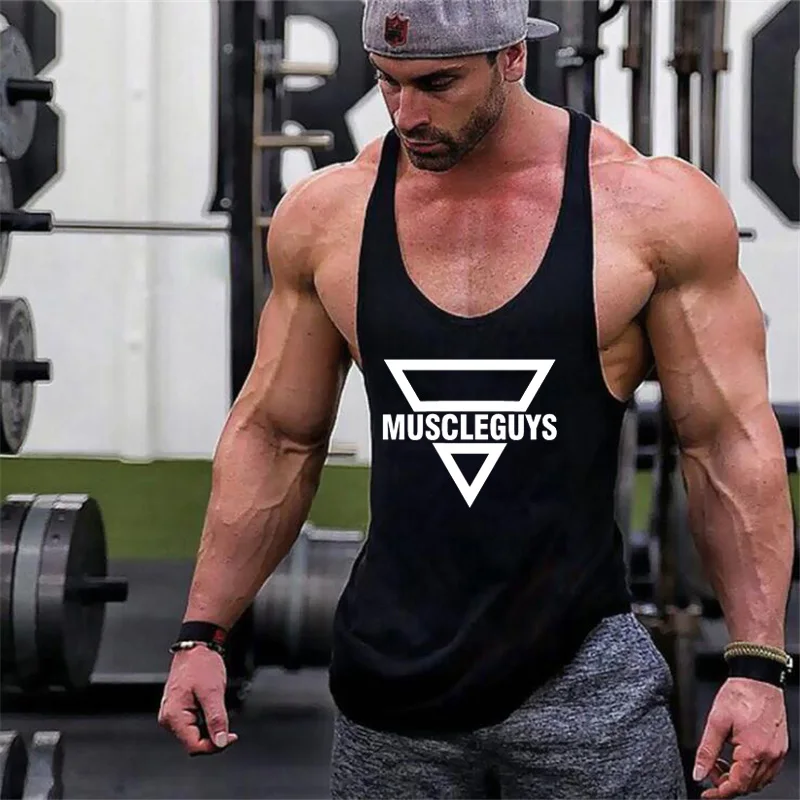 Muscleguys Мужская s Бодибилдинг мужская майка Стрингер майка для фитнеса хлопок жилет одежда рубашка без рукавов мышечная рубашка