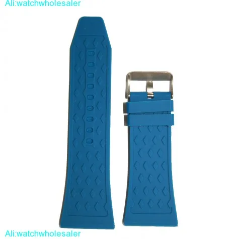 34mm Trendy Blue Silicone Jelly Rubber Unisex Watch Band Straps WB1045C34JB