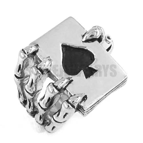 

Claw Spades Poker Ring Stainless Steel Jewelry Cool Tribal Ace of Spades Biker Men Ring Gothic Men Ring Wholesale SWR0186A