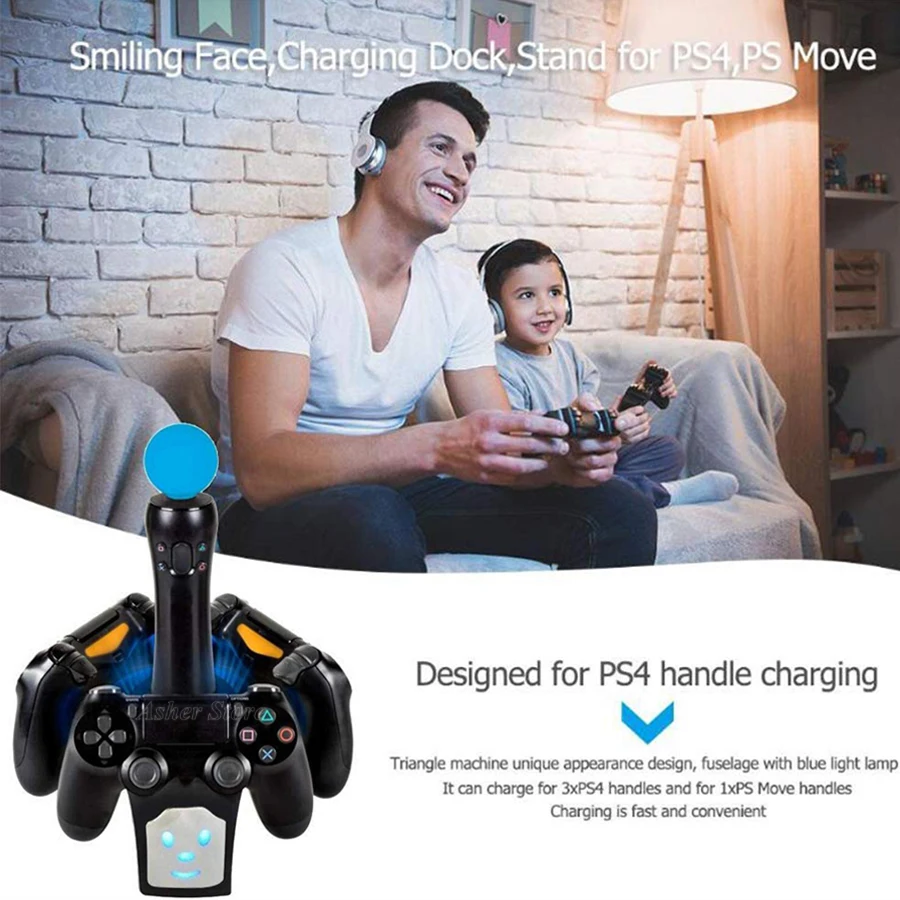 4 в 1 PS4 PS VR Move charger Stand светодиодный Быстрая Зарядка Док-станция для sony Playstation 4 Play станция PS 4 PSVR Move аксессуары