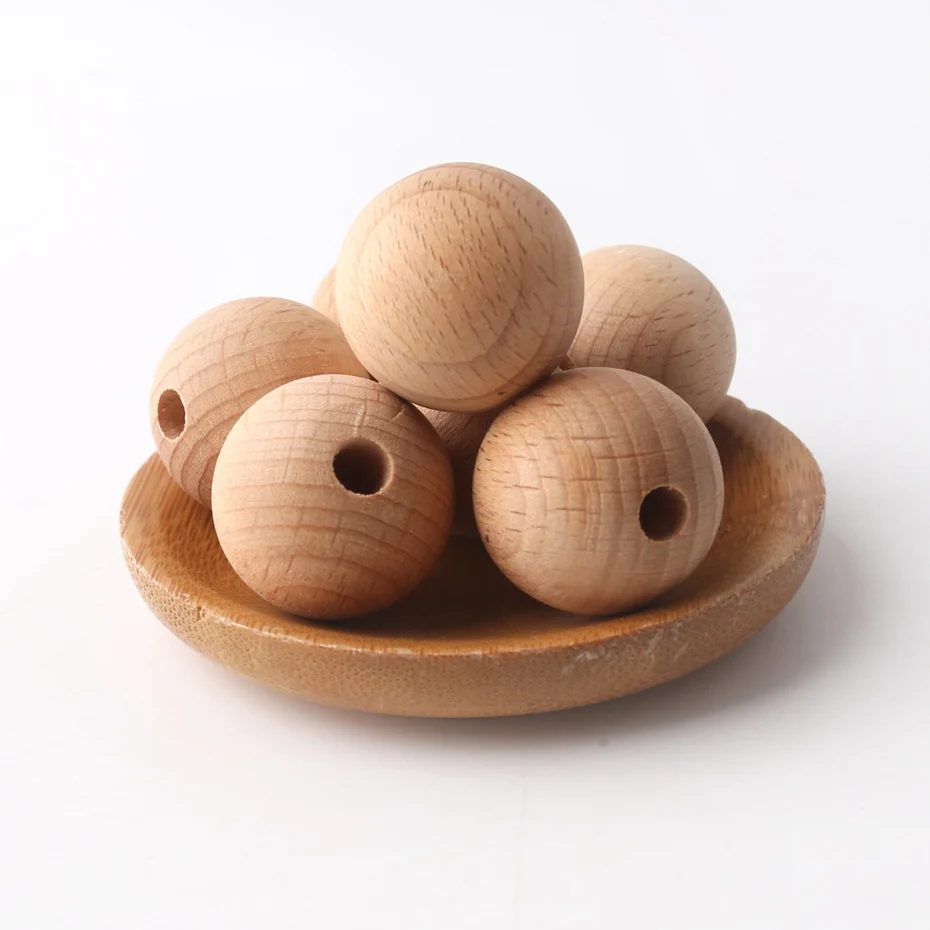 

10pcs 25mm Original Wooden Teether Food Grade Materials Round Beads DIY Crafts Accessories Toys For Babies Raw Baby Teether