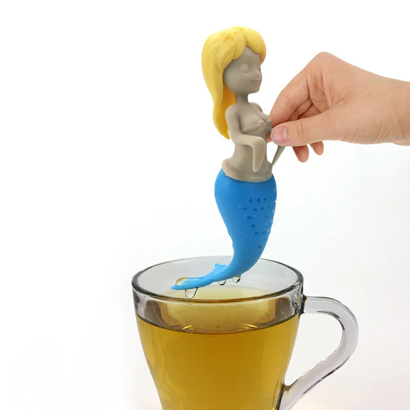 

1 Pc Mermaid Shape Tea Infuser Food Grade Silicone Resuable Coffee Tea Strainer Filter Tea Leaves Bag Holder Herbal Spice Tools