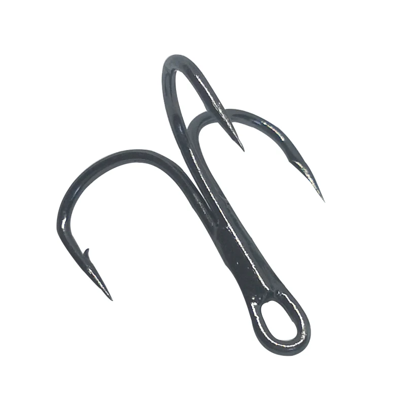 

AI-SHOUYU 10pcs High Carbon Treble Hooks Super Sharp Solid Size 4# 6# 8# Triple Barbed Steel Fishing Hook