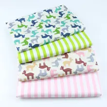 Хлопчатобумажная саржевая ткань в полоску с рисунком олененка из мультфильма, детские постельные принадлежности, пижамы, платье, швейная текстильная хлопковая ткань