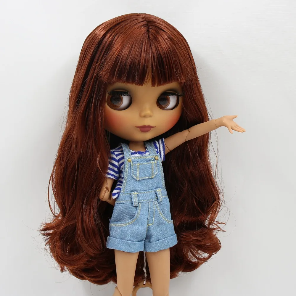克里斯蒂 – 高级 Custom Neo Blythe 棕色头发、深色皮肤、磨砂可爱脸的娃娃 3