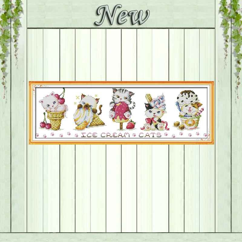 

Ice cream cats fairy home decor painting counted print on canvas DMC 14CT 11CT Chinese Cross Stitch Needlework Set Embroider kit