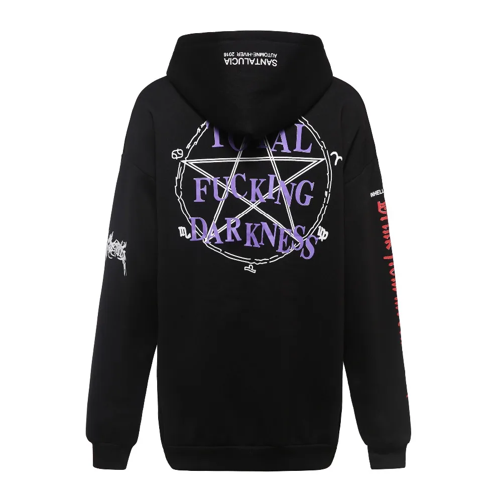 Горячая готика Харадзюку толстовки женские флисовые свободные буквы печати