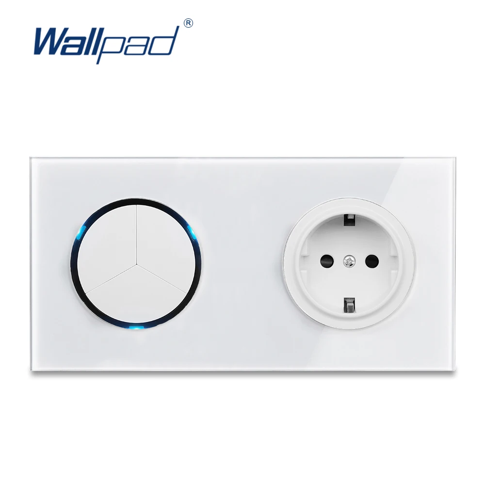 Wallpad L6 белое закаленное стекло светодиодный 3 Gang 2 Way настенный выключатель света с