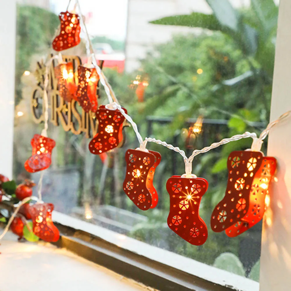 

3M 20LED LED Christmas Red Sock String Lights For Christmas Tree Lights Easter New Year Home DIY Decorative Xmas Tree Pendant