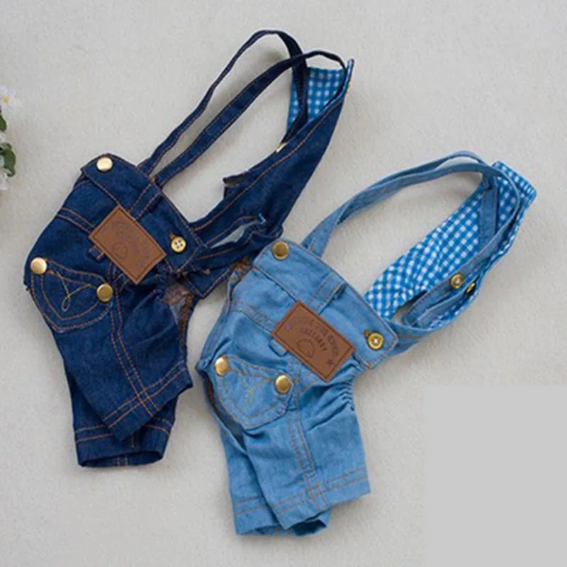 

2019 Denim Jumpsuit for Dogs for Small Dogs Pet Clothes All Match Jean Suit for Summer Dog Costume for Puppy S-XS