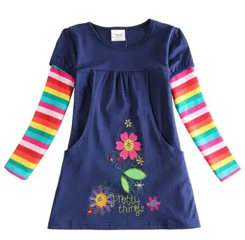 

Children's Wear 2018 Spring and Autumn Europe and America Girls Cotton Long Sleeve Embroidered Princess Rainbow Sleeve Dress