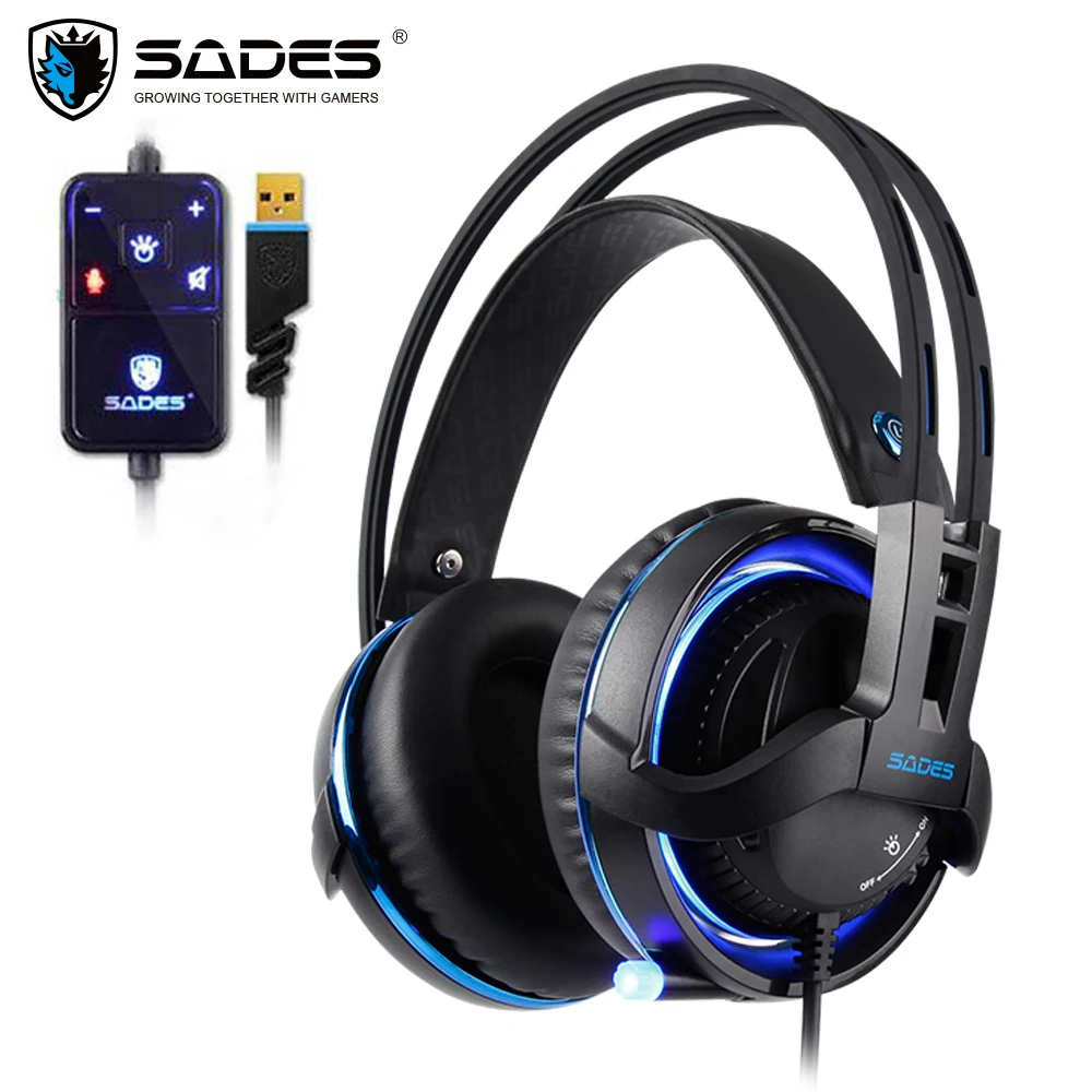 SADES Diablo Realtek игровая гарнитура наушники объемный звук USB наушники объемный RGB светильник