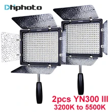 2 шт. YONGNUO YN300 III YN300III YN-300 III CRI95 3200 К-5500 К светодиодные видео с шторки фотографического лампы светодиодные панели для DSLR