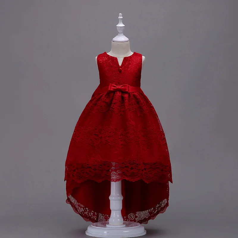 

Lace Vestido Girls Sleeveless Trailing Lace Princess Children Flower Girl Dress For Wedding Party Prom Christmas Clothing