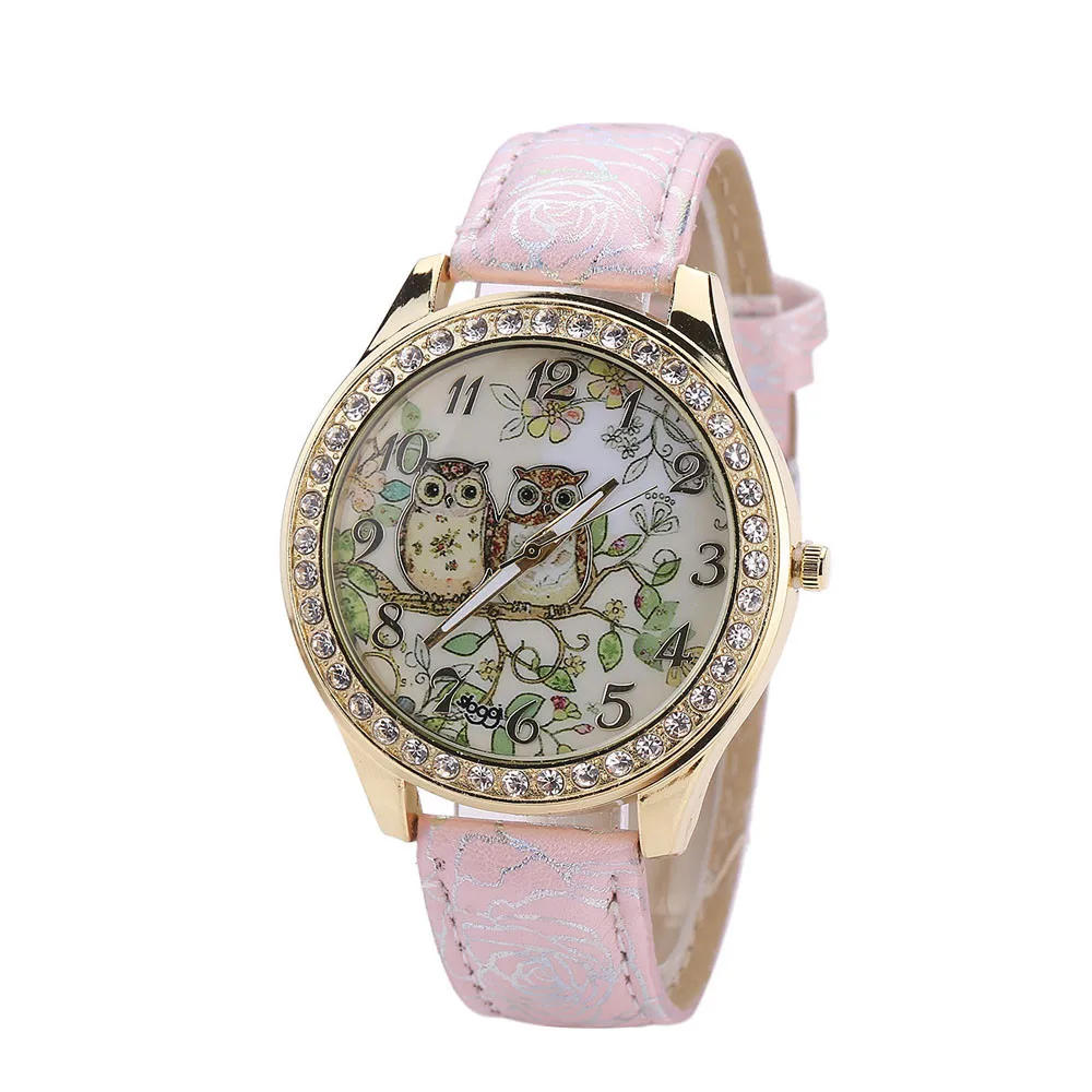 

2018 relogio feminino Luxury brand Universal Cartoon cute Owl Couple Models Diamond Watch Women Watches Quartz montre WristWatch