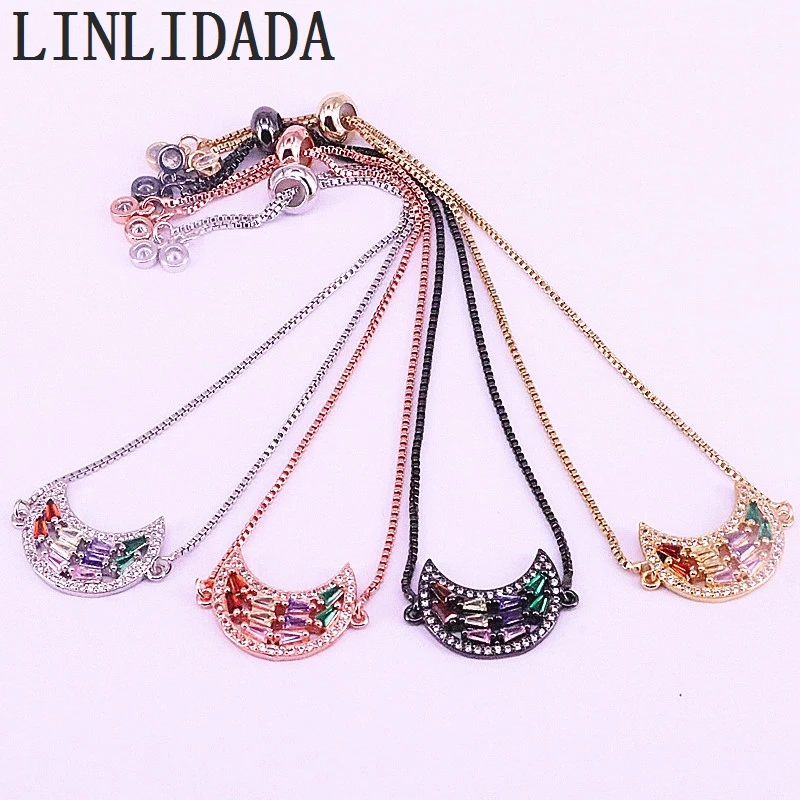 8 шт. блестящий красочный CZ подвеска с цирконом лунные браслеты для женщин Регулируемая цепочка свадебный браслет