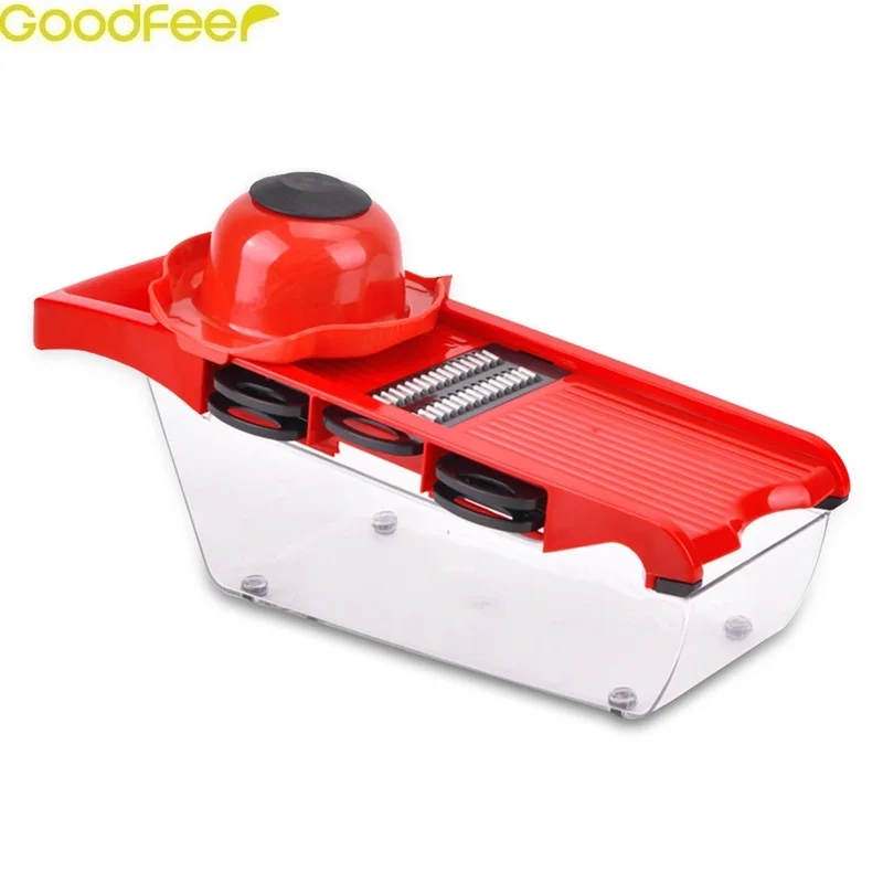 

Goodfeer Vegetable Grater with Container Stainless Steel Multifunction Slicer Cutter Julienne Peeler Fruit Chopper Kitchen Tools