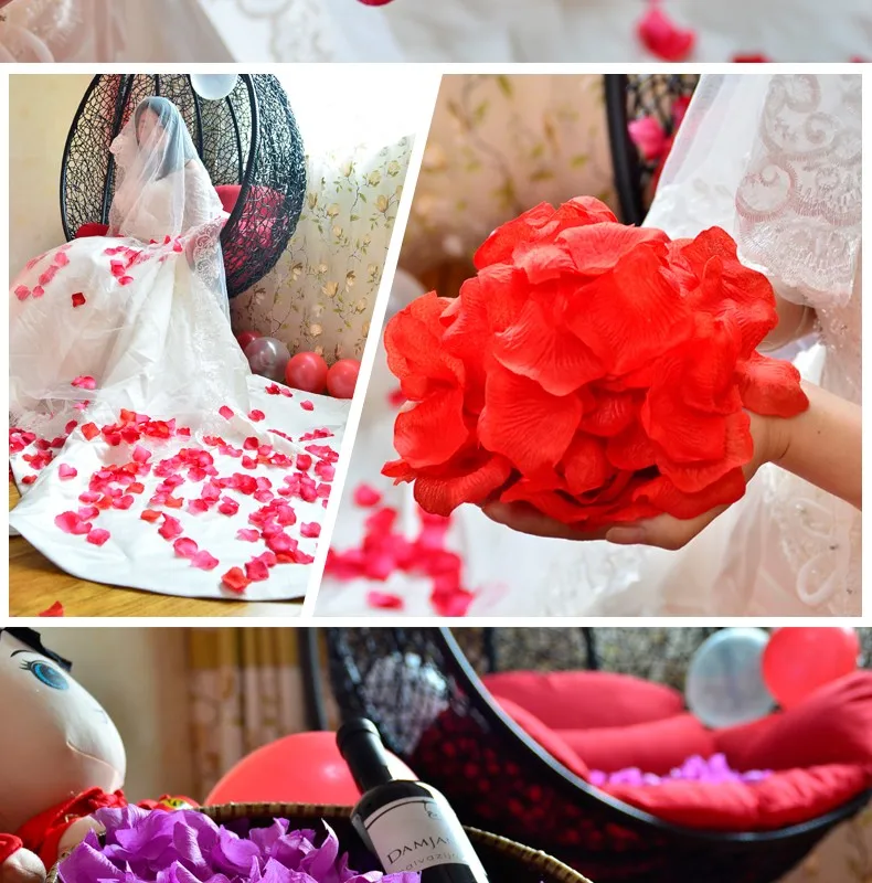 1000 лепестки роз Свадебные украшения Искусственные цветы Цветочные украшения из шелка Декоративные цветы и венки