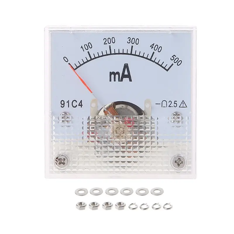 

91C4 Ammeter DC Analog Current Meter Panel Mechanical Pointer Type 1/2/3/5/10/20/30/50/100/200/300/500mA A #715