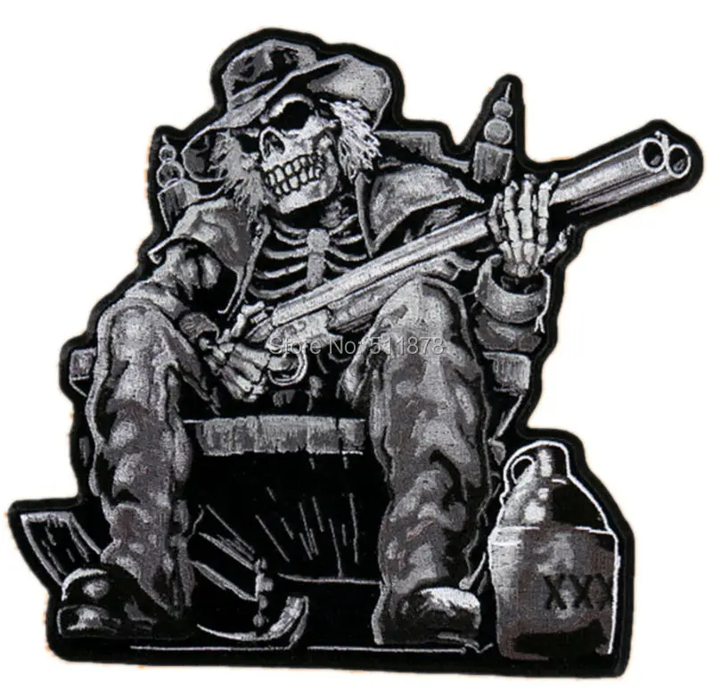 

4" SKELETON SKULL OUTLAW ANARCHY MC Motorcycle Outlaw Club Rider Rock Heavy Metal biker vest Embroidered iron on patch badge