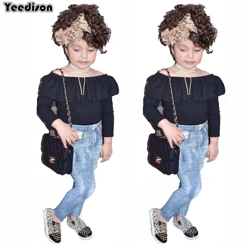 Yeedison Summer Baby Girls Clothes Sets 2018 New Toddler Kids Clothes 2Pcs Tops Jeans Outfits Children Clothing Girls Sport Suit (1)