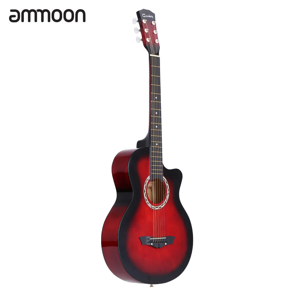 

High Quality 38" Guitar Guitarra 38" Acoustic Folk Guitar Durbale 6-String Basswood Guitar Black Blue Red Purple for Option