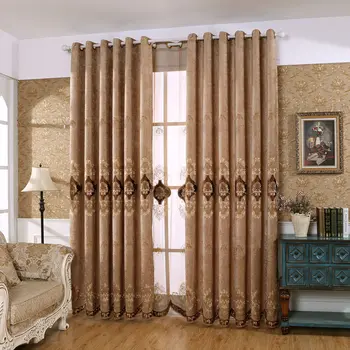 

European Chenille Velvet Multi-color Embroidery Shading Curtains for Living Dining Room Bedroom.